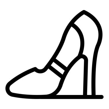 Topuklu ayakkabı ikonu ana hatlı vektör. Kadın ayakkabıları koleksiyonu. Model yüksek topuklar