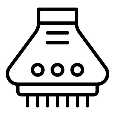 Fırın kaputu simgesi ana hatları vektörü. Paslanmaz havalandırma sistemi. Hava filtresi temizleniyor