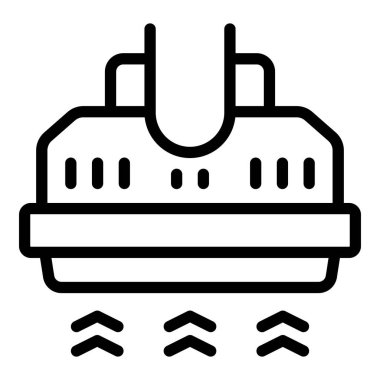 Mutfak kaputu ikonu ana hatları vektörü. Mutfak havalandırma cihazı. Paslanmaz yenilikçi ekipman