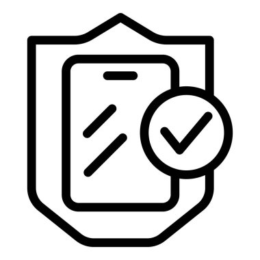 Koruyucu cam ikon ana hat vektörü. Güvenlik mobil ekran koruyucusu. Kırılma önleyici akıllı telefon teknolojisi