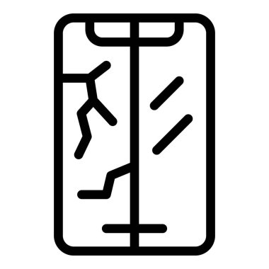 Koruyucu telefon ekranı ana hatları vektörü. Güçlendirilmiş hücresel cam. Akıllı telefon koruma kılıfı