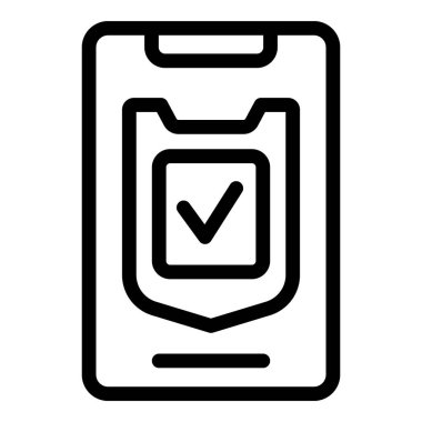 Sturdy phone protective glass icon outline vector. Shatterproof fortified mobile screen. Safeguarding gadget display protector clipart