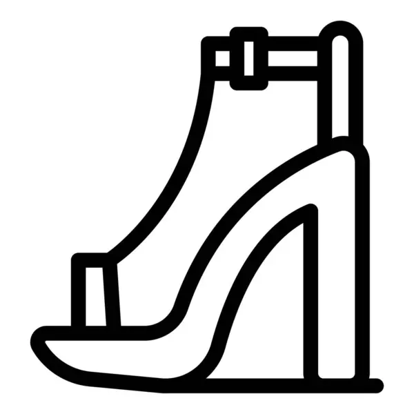 Zapatillas Tiras Gran Altura Icono Contorno Vector Bombas Glamorosas Como Ilustración de stock