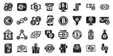 Currency conversion icons set simple vector. Exchange payment. Convert transfer clipart