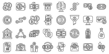 Currency conversion icons set outline vector. Exchange payment. Convert transfer clipart