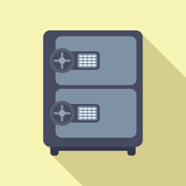 Çift kutulu güvenli ikon düz vektör. Güvenlik nakit şirketi. Kilit anahtarı sigortası