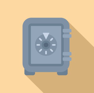 Çelik kutu güvenli para ikonu düz vektör. Finans mağazası güvenliği. Kapalı tamir edilmiş kapı