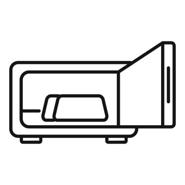 Altın çubuk ikon taslak vektörü ile açık depozito. Güvenlik erişimi. Kasa dairesi.