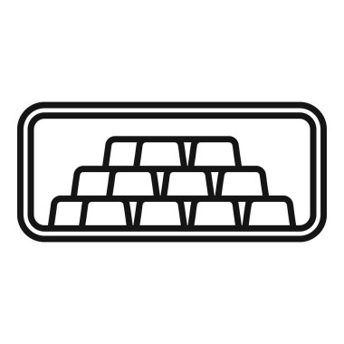 Altın külçeleri ikon ana hat vektörünü bırakır. Küçük bir mağaza güvenliği. Banka sabit sigortası