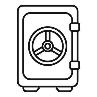 Kapı parası ikon ana hat vektörünü korur. Çevrimiçi madeni para karı. Kazanç şirketi ürünü