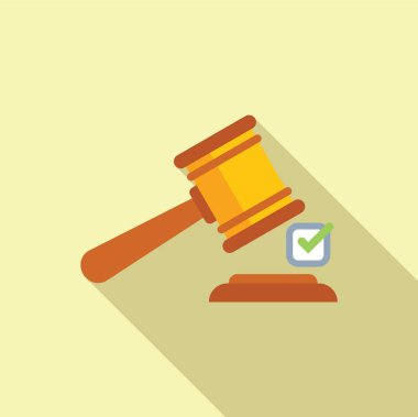 Gavel test ikonu düz vektörünü onayladı. Hukuk düzenleme şirketi. Kontrol kalitesi