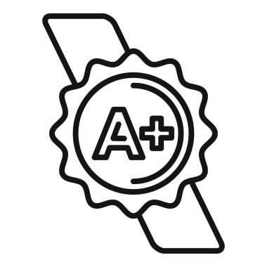 Düzenlenmiş ürün ikonu ana hatları vektörü. Kaliteli altın amblemi. Arama kuralı kurumsal