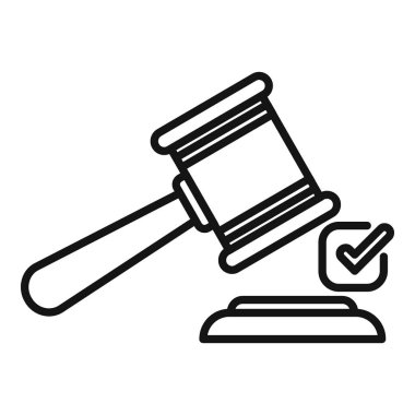 Gavel test simgesi taslak vektörünü onayladı. Hukuk düzenleme şirketi. Kontrol kalitesi