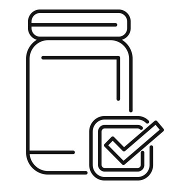 Kaliteli ürünlere erişim kavanozu simgesi ana hatları vektörü. İş arama ticareti. Yasal koruma