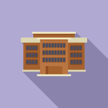 Ev çok katlı bina ikonu düz vektörü. Gayrimenkul. Şehir alanını küçük planla