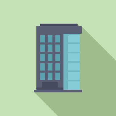 Çok katlı bina ikonu düz vektörü. Pencere köşkü. Endüstri şehir planı