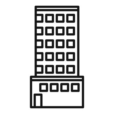 Mimari çok katlı bina ikonu ana hatları vektörü. Şehir planlama bölgesi. Sokak mülkü
