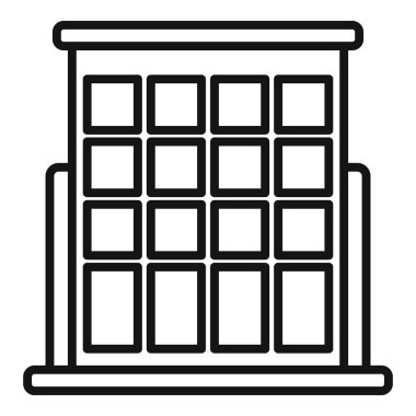 Spor salonu, bina ikonu ana hatları vektörü. Şehir alanı tasarımı. Küçük sokak haritası