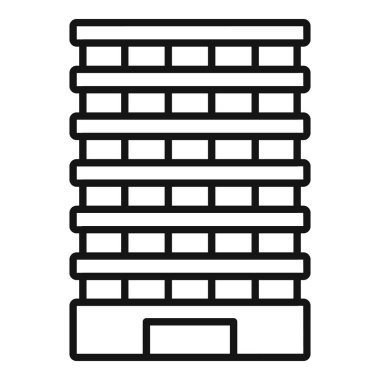 Eski çok katlı bina ikonu ana hat vektörü. Emlak şirketi. Modern tasarım