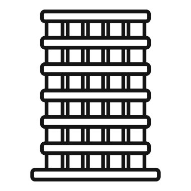 Ofis tarzı yapı ikonu ana hatları vektörü. Çok katlı bir şehir. Proje evi