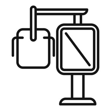 Klinik xray aygıtı ana hatları vektörü. Tıbbi hasta bakımı. Göğüs bölümü.