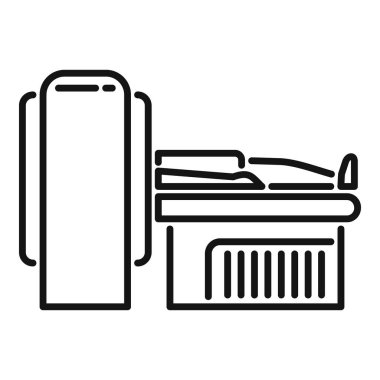 Laboratuvar hasta teşhis ikonu ana hatları vektörü. Radyoloji sınavı. Beyin disiplini.