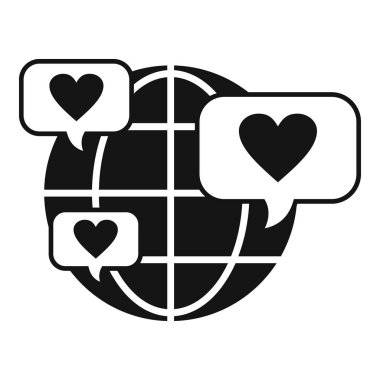 Küresel ortam içeriği simgesi basit vektör. Çoğu postayı sever. Uluslararası etkileyiciName