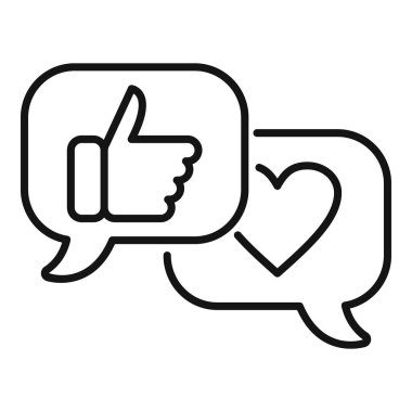 Çevrimiçi mesaj simgesi ana hatları vektörü gibi. Yeni medya içeriği. Reklamı değiştir