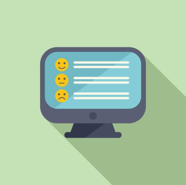 Kızgın kötü kullanıcı çevrimiçi simgesi düz vektör. Memnuniyet seviyesi. Güzel yüz ifadesi.