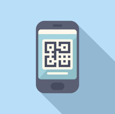 Telefon simgesi düz vektörlü QR kodunu tara. Giriş hesabı. Kullanıcı doğrulaması çevrimiçi