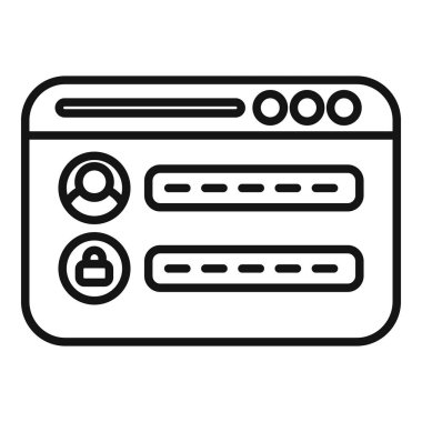 Giriş kullanıcısı çevrimiçi simge taslağı vektörü. Güvenli bir hesap. Çoklu kayıt gizliliği