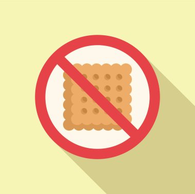 Kısıtlı kraker ikonu düz vektör. Glüten intolerans sağlığı. Diyet ürün listesi