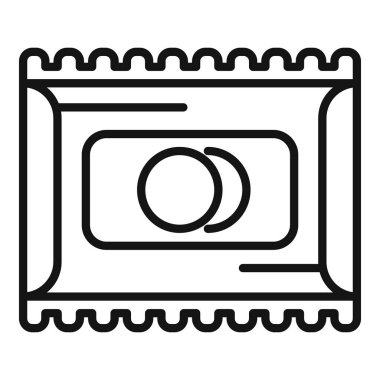 Şekerli abur cubur ikonu ana hatları vektörü. Otomat paketi. Mısır gevreği müsli.