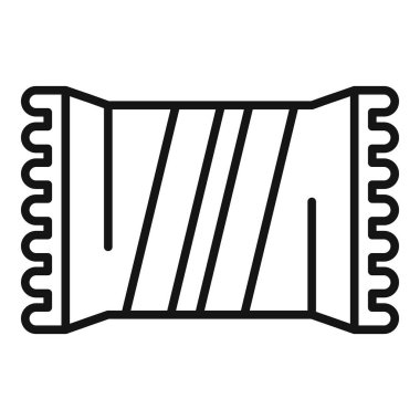 Atıştırmalık yiyecek ikonu ana hatları vektörü. Torba ürünü. Otomat atölyesi