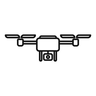 Büyük kamera İHA simgesi ana hatlı vektör. Araç sineması. Aero film 4k