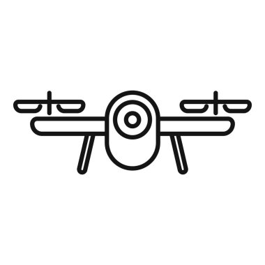 Akıllı İHA kontrol ikonu ana hatları vektörü. Hava operatörü. Kamera video servis sahnesi