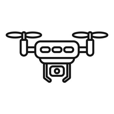 Görüntü dron simgesi ana hatlı vektörü göster. Yaşam kaynağını kontrol et. Denetleme modern operatörü