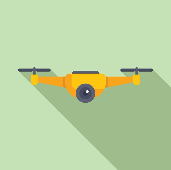 Inspection layout drone icon flat vector. Aerial filming. Service video pilot