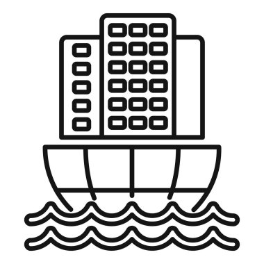 Küresel iklim değişikliği ikonu ana hatları vektörü. On iki bin yıllık bir döngü. Eko okyanus sorunu