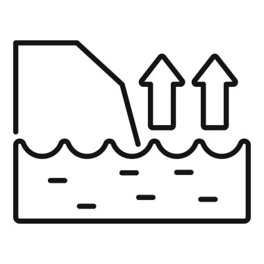 Deniz seviyesi yükselme ikonu ana hat vektörü. İklim değişikliği riski. Okyanus işareti kirliliği