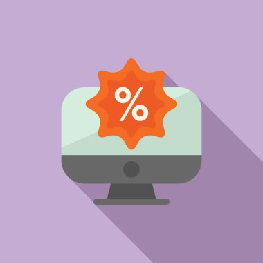 Çevrimiçi satış simgesi düz vektör. Kredi bakımı müşterisi. Hediye pazarlama