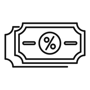 İndirimli kart simgesi taslak vektörü. İnternetten satış. Müşteri nakit kredisini iade ediyor