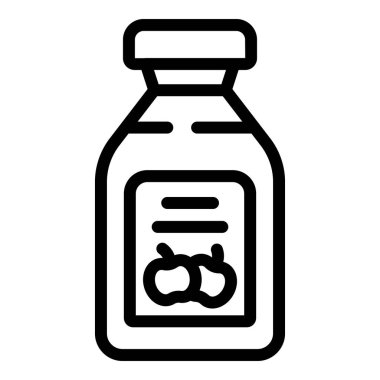 Elma sirkesi ikonu ana hatları vektörü. Doğal çeşni. Meyve mayalanmış meyve suyu