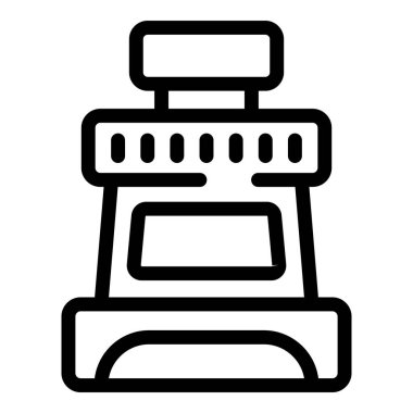 Diş enstrümanı simgesi ana hat vektörü. Ağız terapisi. Stomatoloji bakım aracı