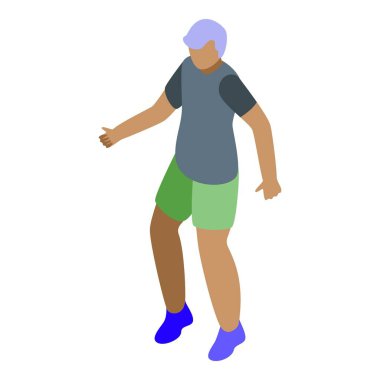 Emeklilik erkek ikonu izometrik vektörü. Açık hava basketbolu oyna. Antrenman