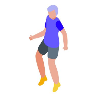 Futbolcu eski tarz izometrik vektör. Açık hava sporu. Egzersiz yap