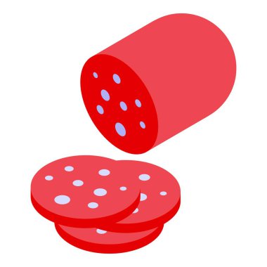 Kesilmiş taze sosis ikonu izometrik vektörü. Taze domuz eti. Ülke ürünü