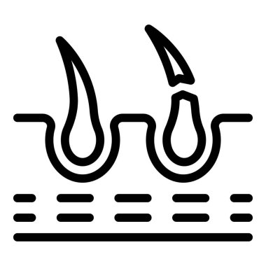 Saç bilimi ikonu ana hatları vektörü. Tıbbi prosedür. Trikoloji yeni araştırma