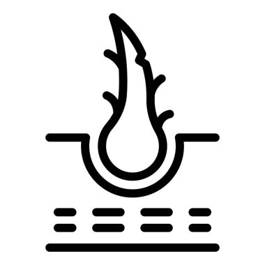 Saç biyolojisi ikonu ana hatları vektörü. Yardım muayenesi. Trikoloji yeni tedavi