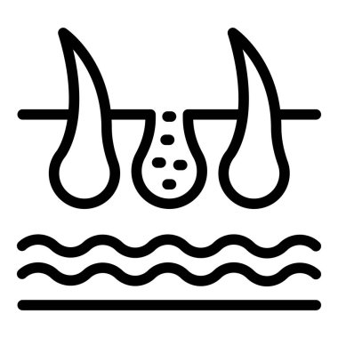 Foliküler bilim ikonu ana hatları vektörü. Trikoloji prosedürü. Yeni saç değerlendirmesi